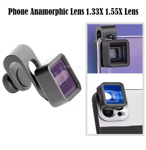 Phone Anamorphic Lens 1.33X 1.55X Wide-Angle SmartPhone Lens For iPhone 15 14 Phone Video Widescreen