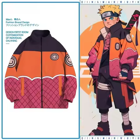 Naruto Anime Zipper UP Men Women Fleece-lined Hoodie Akatsuki Collection Pattern Children's Hoodie S