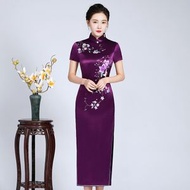 新款喜婆婆婚宴裝敬酒服旗袍高端刺繡嫁女兒婚禮媽媽結婚禮服長