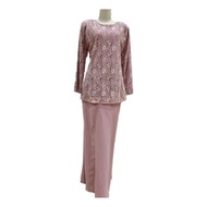 BAJU KURUNG MODEN MUSLIMAH WUDHU FRIENDLY LABUH PASANG SIFON DESIGN LACE DAN KAIN FUSAN READY STOK