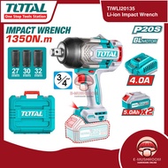 Total TIWLI20135 20V Li-ion Brushless Impact Wrench Set (2x5.0Ah Battery + 4.0A Charger + 3 Sockets 