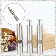 (PTHU) Salt and Pepper Grinder Stainless Steel Push Button Silver for Cooking Spice Thumb Push Peppe