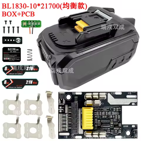 Power Tool Parts for Makita 18V 10*21700 Lithium Battery Case Box BMS Balanced PCB Charging Protecti
