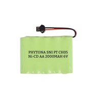BATERAI CAS MOBIL REMOTE RC RANGKAI 5 (800X5) 4000MAh 6VOLT Ni-CD COLOK HITAM KABEL 2 ORI PABRIK