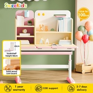 SWEEKIDS T470 Children's Table with Solid Wood 100cm Desktop and 50cm bookshelf Ergonomic Kids Desk 