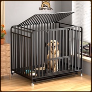 Mobile Upgraded Six-sided Square Tube Dog Cage Large Sangkar Anjing Besar With Tray Pet Cage Indoor Dog House HappyTails