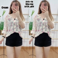 0155 COD BLOUSE 2IN1 FLOWER SIFON FREE TANK TOP WANITA|BLOUSE SIFON LD120|BLOUSE SIMPLE