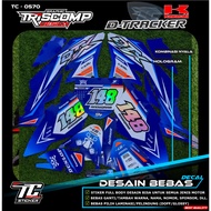 Sticker viral Decal dtracker 150 new KLX BF motif biru list hologram kombinasi nomor stiker timbul b