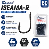 BOCEAN ISEAMA RING HOOK 80pcs/Box Carbon Hook Fishing Matakail Pancing Mata Kail Iseama Alat Pancing