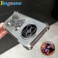 Jingsanc For Realme 12 5G/Realme 12X 5G Phone Case Clear Four Corner Anti-fall Flah Glitter Paper Be