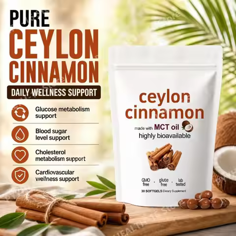 Ceylon Cinnamon Extract Softgels with MCT Oil, Support Blood Sugar & Glucose Metabolism,High Bioavai