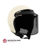 Helm Bogo Retro Marcolino Cream Glossy SNI Flat Visor