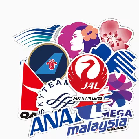 10/30/50PCS Airline LOGO Trolley Suitcase Cartoon Graffiti Tide Brand Travel Car Skateboard Guitar L