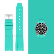 Curved End Cyan Color Watch Bands Strap for Rolex Submariner Daytona Yacht Master GMT 2 Oyster Perpetual Strap Diving Bracelet