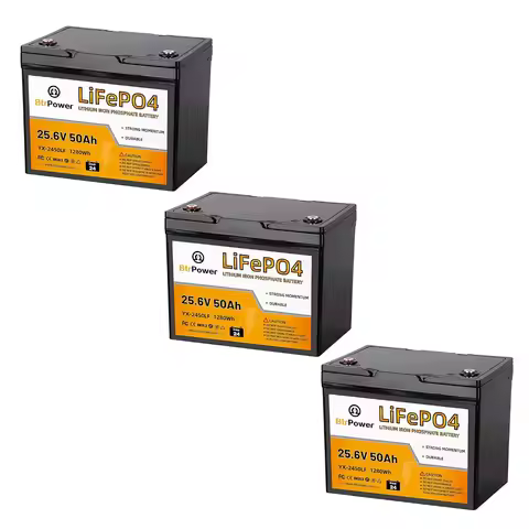 3 PACK 24 V 50A h LiFe PO4 Lithium B attery,1280Wh Energy, Customized