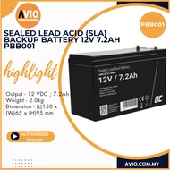 12V 7.2Ah SLA Sealed Lead Acid Battery for Alarm Door Access Control Autogate Power Backup PBB001