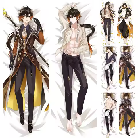 60x180cm Game Genshin Impact Zhongli Dakimakura Male Otaku Throw Hugging Body Zhong Li Pillow Case C