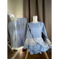 baju raya baby blue + kain organza