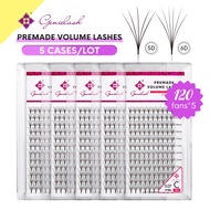 GENIELASH 5PCS Premade Volume Fans 5D 6D 10D MIX Individual Lashes Extension Pre Made Volume Fan Eye