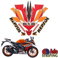 STIKER STRIPING LIS LES BODY MOTOR HONDA CBR 150R REPSOL 2017 2018 PUTIH-ORANGE STANDAR FULL SET