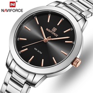 NAVIFORCE Top Brand Ladies Watch Simple Three Hand Stainless Steel Strap Clock Waterproof Sports Quartz Elegant Ladies Watch