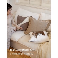 TEXDREAM Attitude Tucker Horse/Embroidered Horse Decorative Pillow French Retro Sofa Living Room Bed