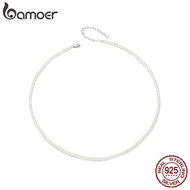 BAMOER Pearl Necklace for Women Shell Pearl Beaded Necklace, 925 Sterling Silver Australian South Se