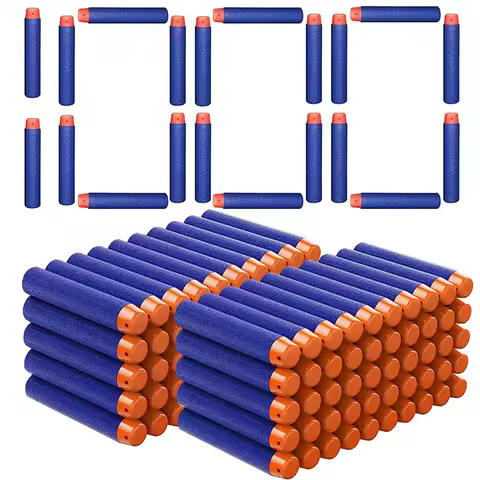 1000-50pcs Blue One Hole Darts Refill Foam Bullets Ammo for Nerf N-Strike Elite Blasters Gun,7.2cm g