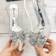 Mika sequined loafers with SILVER BOW Bling 9cm high heel on classy feet