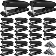 20 Pieces Stapler Desktop Staplers with 10000 Staples Heavy Duty Office Stapler Bulk 25 Sheet Capacity Desk Staplers for School Office (Black)