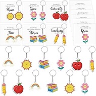 48 Sets Teacher Appreciation Keychain with Cards Gifts in Bulk Thank You Helping Me Keychain Gift fr