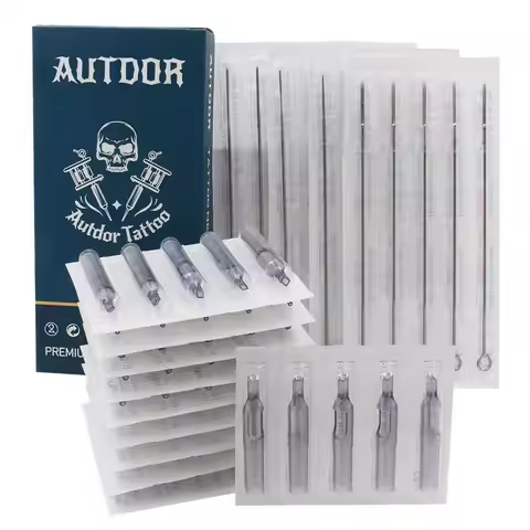 Tattoo Needles Tips Kit,50Pcs 3RL 5RL 7RL 9RL 11RL Tattoo Needles + 50pcs 3/5/7/9/11RT Grey Disposab