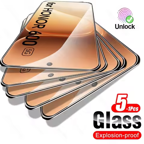 5-1Pcs 9H Clear Tempered Glass for Honor 600 5G Case Unlock Screen Protector HD Film Honar Honer 600