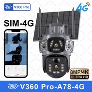 V360 PRO กล้องวงจรปิด solar sim 4g camera UHD 8MP 4k