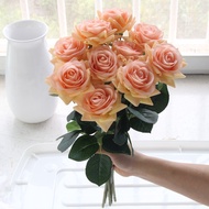 Bunga Mawar Artificial Premium Latex Import Blooming-Cream Peach Pink