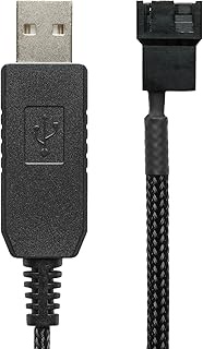 CRJ 12V Step-Up USB Fan Power Adapter Cable - 12-inch (30cm), Black Sleeved - Full Fan Speed Adapter