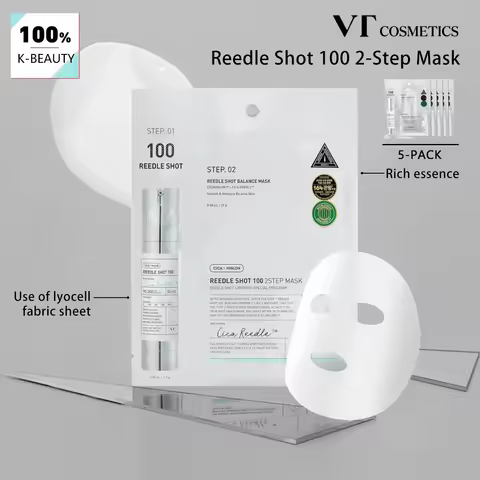 VT Reedle Shot 100 2-Step Mask*5pieces,Intensive Recovery Mask,Glow Mask,Smoothing Care Mask,Korean 