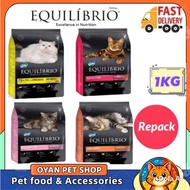 Equilibrio/EQ 1KG Repack( Kitten/Adult Hairball /Indoor Salmon/LongHair) Cat Dry Food/Makanan Kering