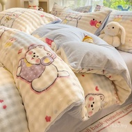 Fleece Duvet Cover Cartoon Bubble Coral Fleece Dormitory Warm Single Milk Fleece Winter Single-Piece