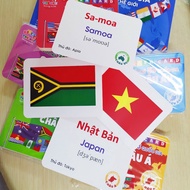 Set of learning cards for national flags of countries around the world