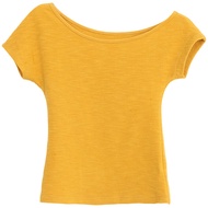 Áo Thun Nữ Tay Ngắn Dáng Ôm Hở Vai Màu Cam Thiết Kế Mùa Hè Mới Của Red Peoples Museum HRG Style Cott