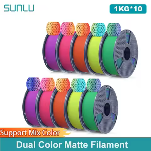 SUNLU 10KG Dual Color Matte 3D Printer Filament 1.75mm 1kg +/- 0.02mm PLA Matte Filament Fit Most FD