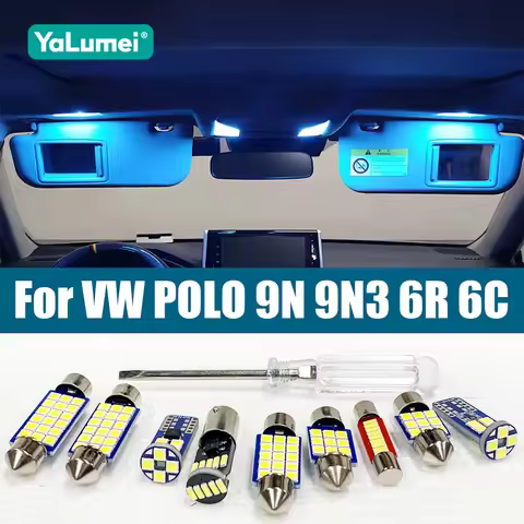 For Volkswagen VW POLO 9N 9N3 6R 6C 2002-2016 2017 Car LED Bulbs Interior Reading Lamp Vanity Mirror