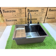 Kitchen sink 1 hole 6045 stainless steel/black