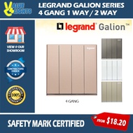 Legrand Galion Designer Switch 4 Gang 1 Way 2 Way Switches White SIlver Champagne Rose Gold Black