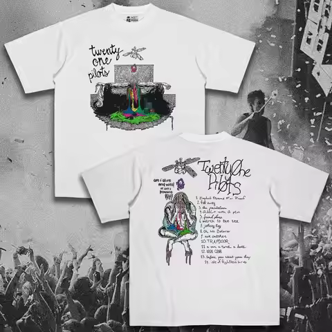 Twenty One Pilots Band Graphics Print Men's T-shirt Short Sleeve Oversized Y2k Top Hip Hop Punk Stre