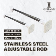 Adjustable Curtain Rod / Anti Slip / Stainless Steel Shower Rod / Cloth Drying Rack / Telescopic Rod