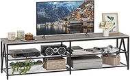 Katrawu TV Stand Long 70" Entertainment Center 3-Tier TV Console Steel Frame Industrial Style TV Cabinet with Metal Frame for Living Room, Gray