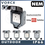 NEM Weatherproof Outdoor Fitting w/ MK Switches IP66