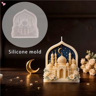 3D Mosque Silicone Mold Ramadan Eid Castle Candle Mold Islamic Arch Moon Star Flower Resin Mold for 